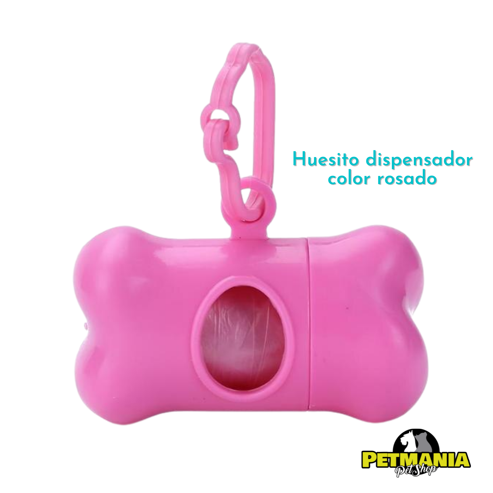 (AGOTADO) DISPENSADOR HUESITO ROSADO + 6 rollos de bolsas para popó